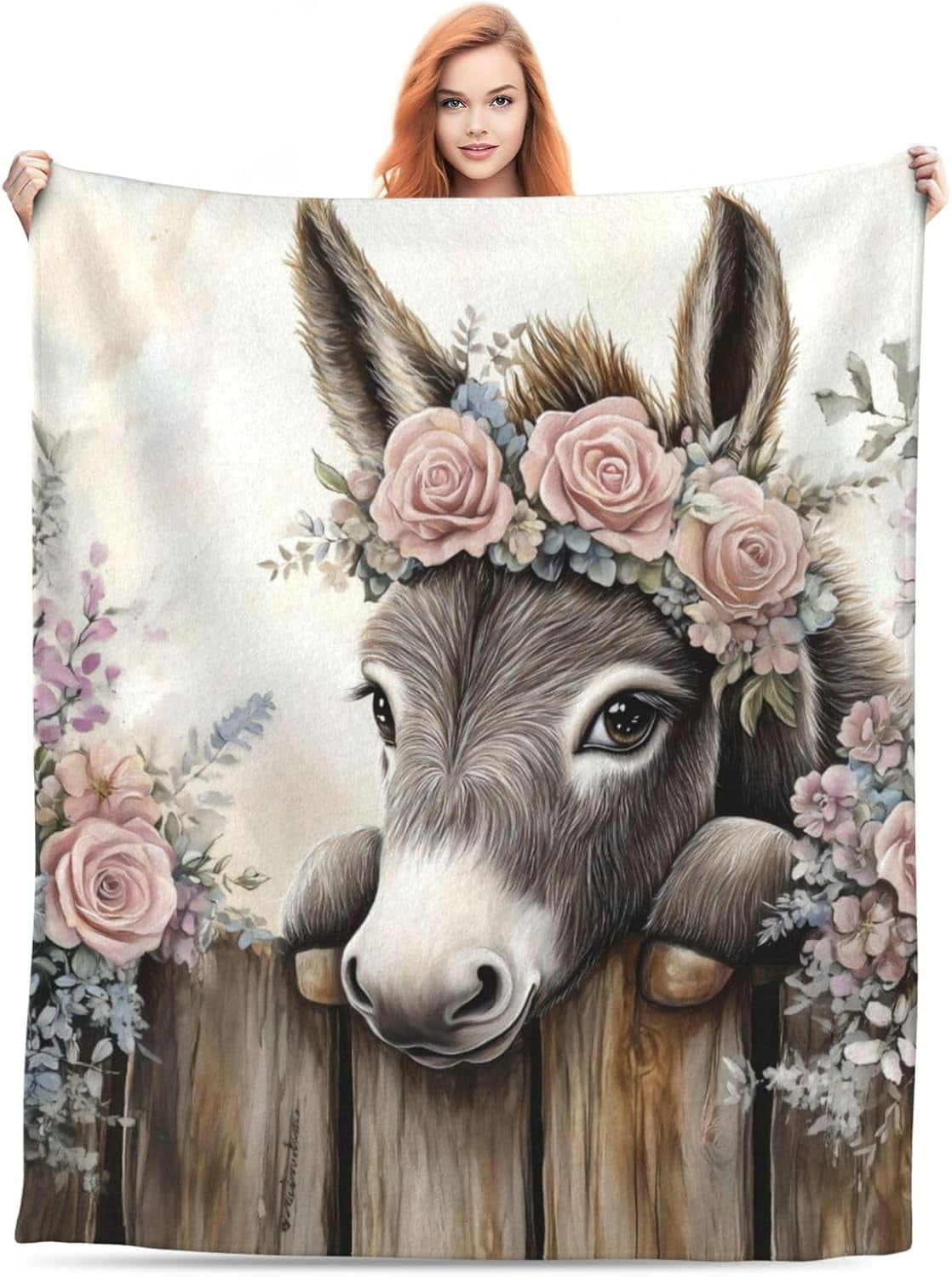 Cute Donkey Blanket Gifts for Women Adults, Donkey Themed Throw Blankets, Soft Cozy Lightweight Donkey Plush Throws for Living Room Sofa Couch Home Decor 60x50in