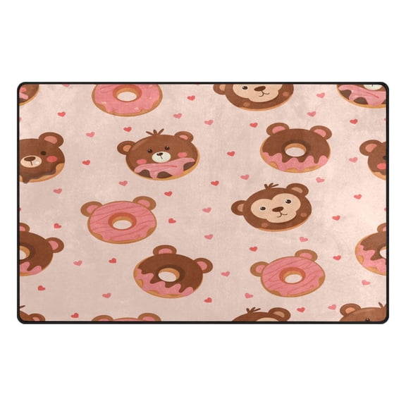 Cute Donut Pattern Memory Foam Area Rug 31"x20" Non Slip, Absorbent, Fade Proof for Living Room, Bedroom, Office