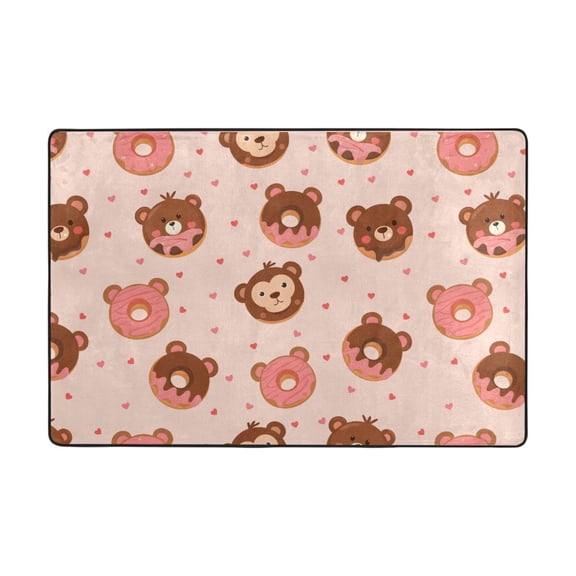Cute Donut Pattern Rug 36x24in Memory Foam Absorbent Non Slip Plush for Bathroom Kitchen Entryway