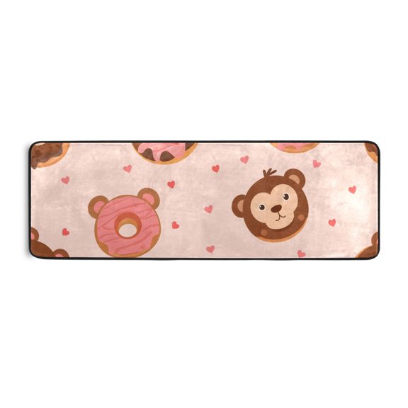 Cute Donut Pattern Runner Rug 24x72 Inch Cushioned Non Slip Soft Absorbent Floor Mat