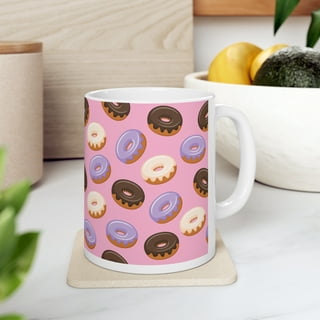 Arawat Cute Doughnuts Coffe Mug with Donuts Inside Doughnut Print Stuff  Mugs with Spoon 12 Oz Tea Cups Ceramic Cup Funny Coffee Mugs with Spoon  Mugs