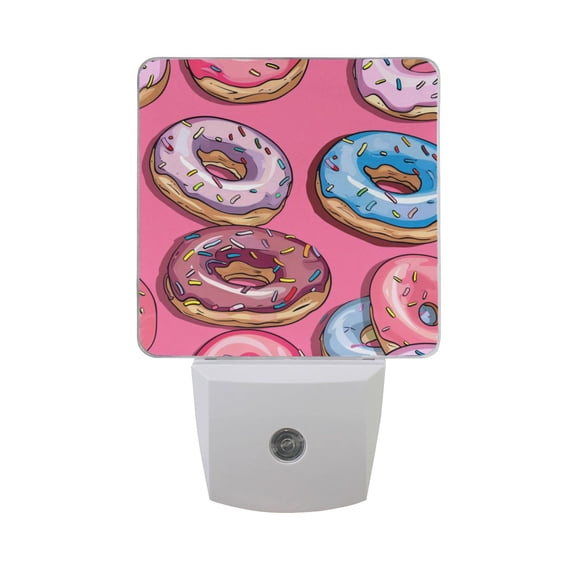 Cute Donuts Cartoon Style LED Night Light with Smart Sensor Plug Into Wall Dusk to Dawn 2 packs