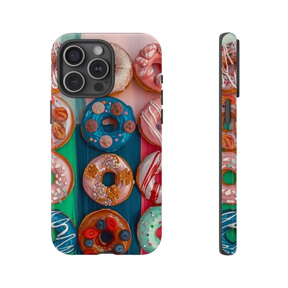 Cute Donuts Pattern Colorful Bakery Artistic Sweet Dessert Case with iPhone 17 to 11 Pro Max A00187