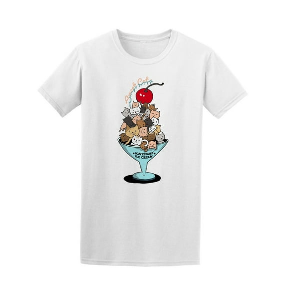 Cute Doodle Cat Ice Cream Tee Men's -Image by Shutterstock