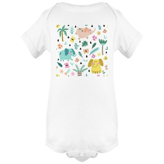 Cute Doodle Elephants Bodysuit Infant -Image by Shutterstock,  Newborn