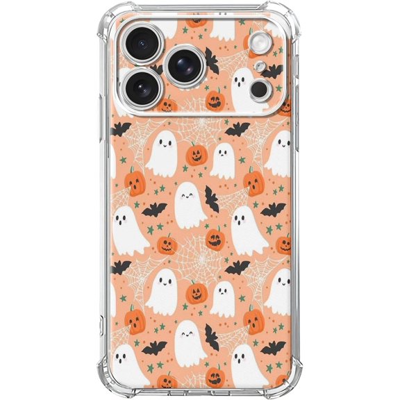 Cute Doodle Ghost Pumpkin Bat Web Soft TPU Case for iPhone 17 Pro Max