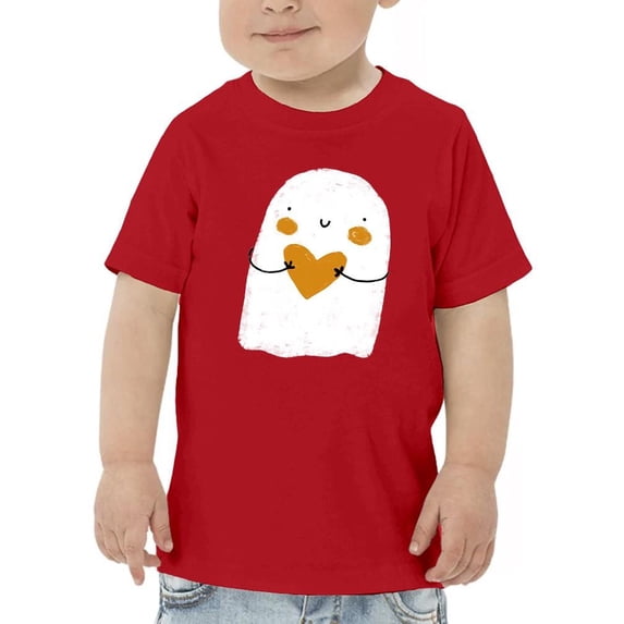 Cute Doodle Ghost W Heart T - Toddler T-Shirt, Red