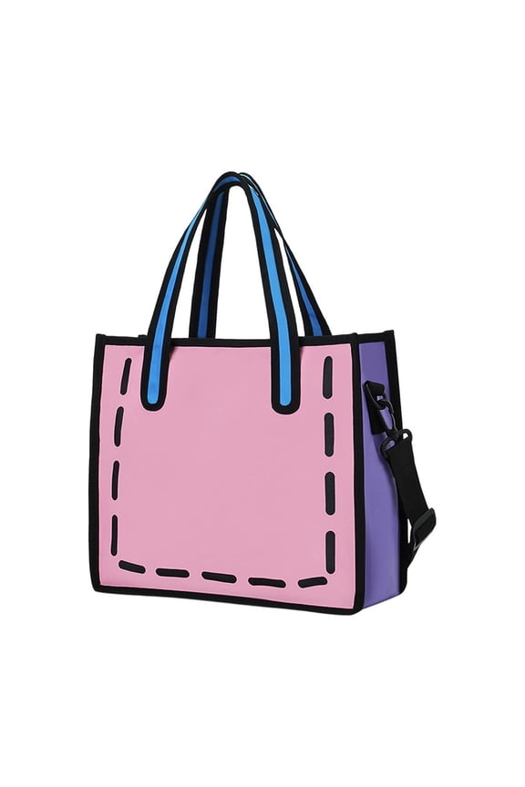 Cute Doodle Print Tote Bag Large Capacity Shoulder Handbag for Daily Shopping Work Campus Travel Beach Gym Everyday Carry Gift for Her Daughter Son Female Friends
