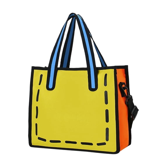 Cute Doodle Print Tote Bag Large Capacity Shoulder Handbag for Daily Shopping Work Campus Travel Beach Gym Everyday Carry Gift for Her Daughter Son Female Friends