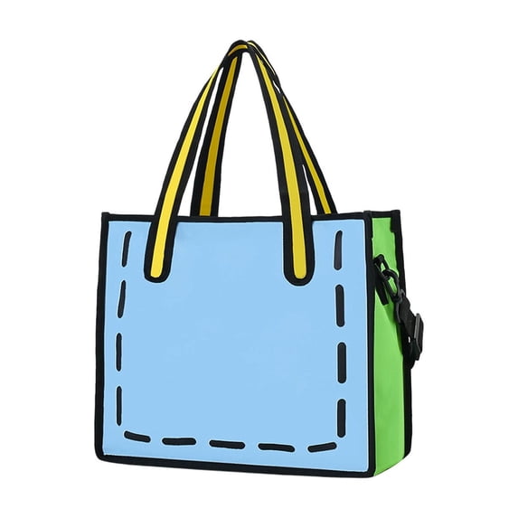 Cute Doodle Print Tote Bag Large Capacity Shoulder Handbag for Daily Shopping Work Campus Travel Beach Gym Everyday Carry Gift for Her Daughter Son Female Friends