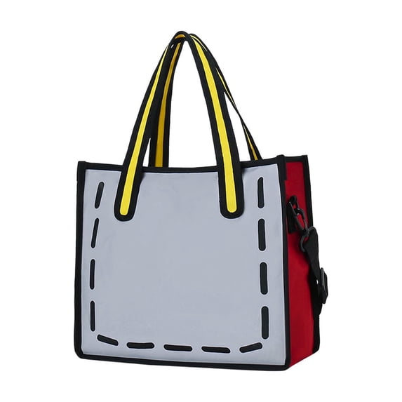 Cute Doodle Print Tote Bag Large Capacity Shoulder Handbag for Daily Shopping Work Campus Travel Beach Gym Everyday Carry Gift for Her Daughter Son Female Friends