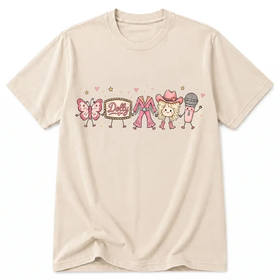 - Cute Doodles Dolly Shirt Country Music Tee Sizes S-5XL