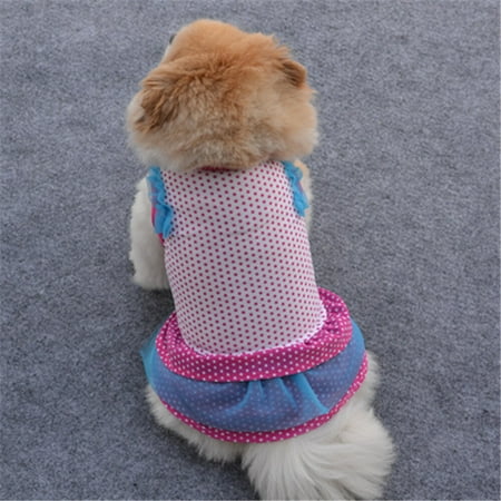 Cute Dot Summer Pet Puppy Dress Small Dog Cat Pet Clothes Layered Dress Apparel Pet Vest DOPI(2Pack)
