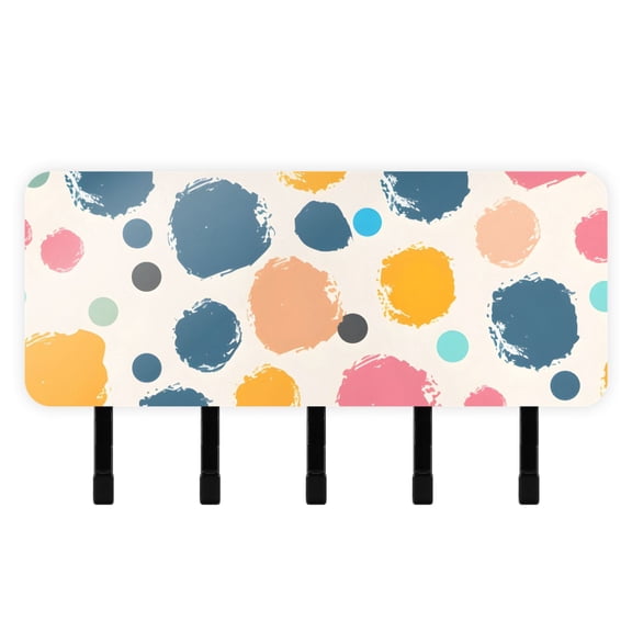 Cute Dots Key Holder for Wall Mail Holder Organizer with 5 Key Hooks Wall Mount Key Rack with Shelf