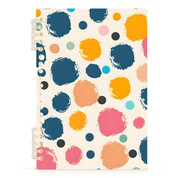 Cute Dots Ring Binder Notebook Journey Note Diary College Ruled Spiral Notebook Study Loose Leaf Paper A5 60 Pages