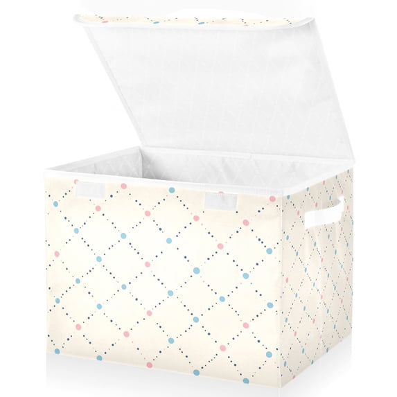 Cute Dots Storage Basket for Shelves Foldable Container Organizer for Organizing Toys Clothes Books with Handles