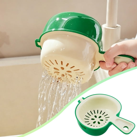 Cute Double Layer Colander with Handle Detachable Small Plastic Strainer Bowl for Kitchen