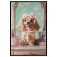 thumbnail image 1 of Cute Doxxie at the Vanity Canvas Cute Pets Art Prints by Art Remedy, Black Frame, 16 x 24, 1 of 7