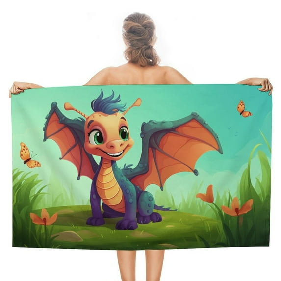 Cute Dragon Baby Beach Towel – with A Unique Design, Extra Large,XL (32”x 63”) for Kids & Adults