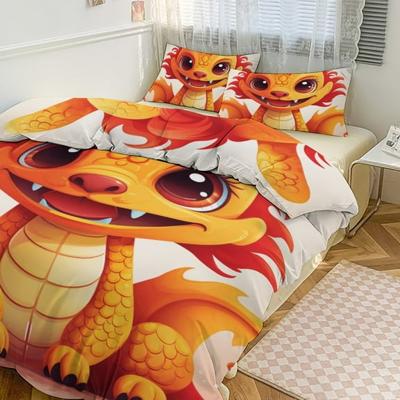 Cute Dragon Baby Bedding Set with Zipper Closure for Girls & Boys
