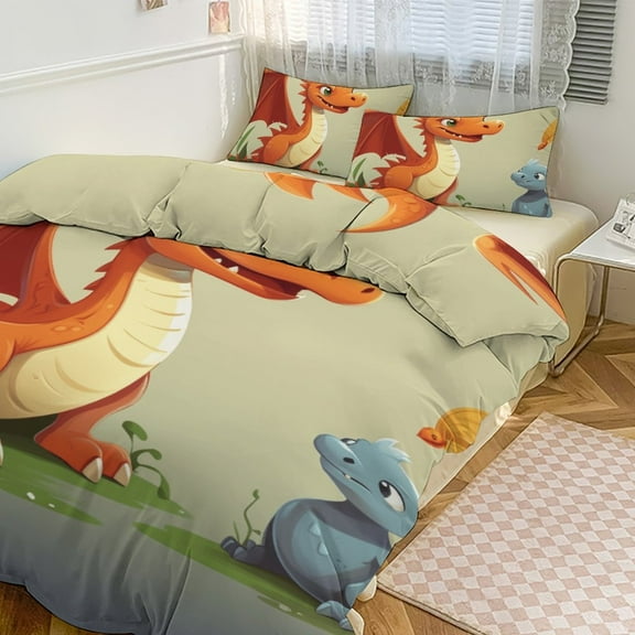 Cute Dragon Baby Bedding Set with Zipper Closure for Girls & Boys