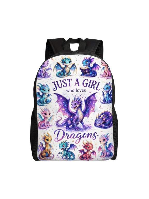 Cute Dragon Backpack Full Front Print Travel Laptop Bag for Men and Women