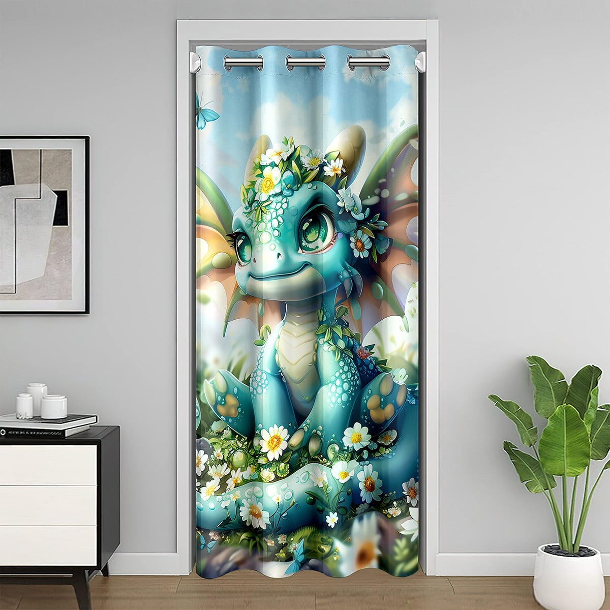 Cute Dragon Door Curtain for Boys Girls Fantasy Animal Magical Doorway ...