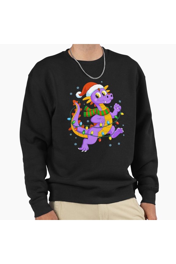 Cute Dragon Figment Lights Christmas St. Nick Graphic Unisex Sweatshirt Retro Fantasy G15591, Up to Size 5XL