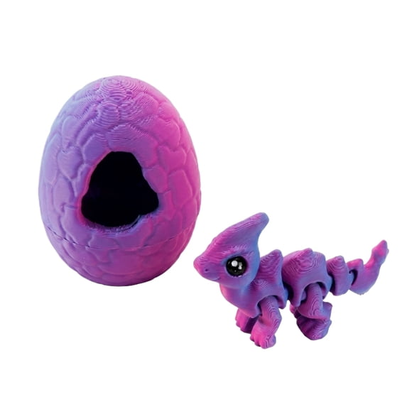 Cute Dragon Figurine 3D Printed Hatchling Dragon Decor, Cute Articulated Pet Dragon Statue Display Toy Gift for Easter Decorations, Birthday, Shelf Decor, Purple