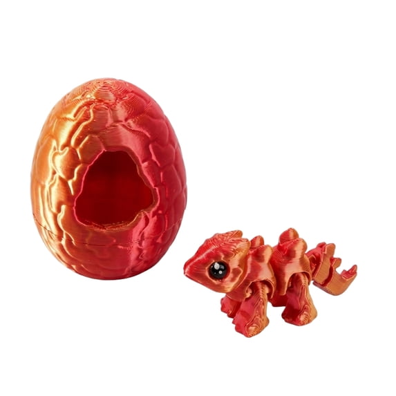 Cute Dragon Figurine 3D Printed Hatchling Dragon Decor, Cute Articulated Pet Dragon Statue Display Toy Gift for Easter Decorations, Birthday, Shelf Decor, Red