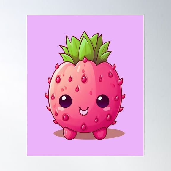 Cute Dragon Fruit Poster Wall Art, Modern Wall Decor For Living Room Bedroom, 12x18 UNFRAMED