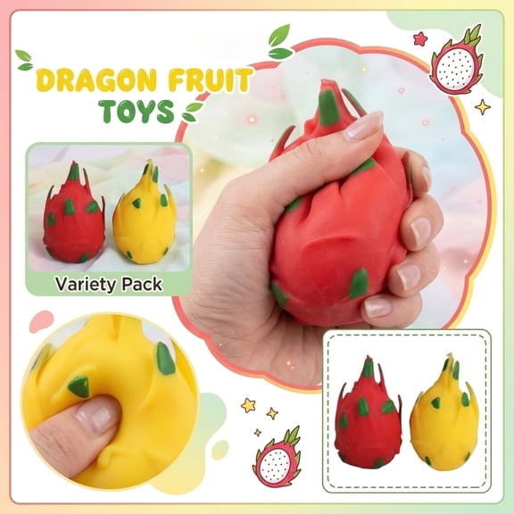 Cute Dragon Fruit Squishies, Random Color Blind Box Sensory Toy, Soft Slow Rising Fidget Toy for Stress Relief, Fun Birthday Gift & Party Favor