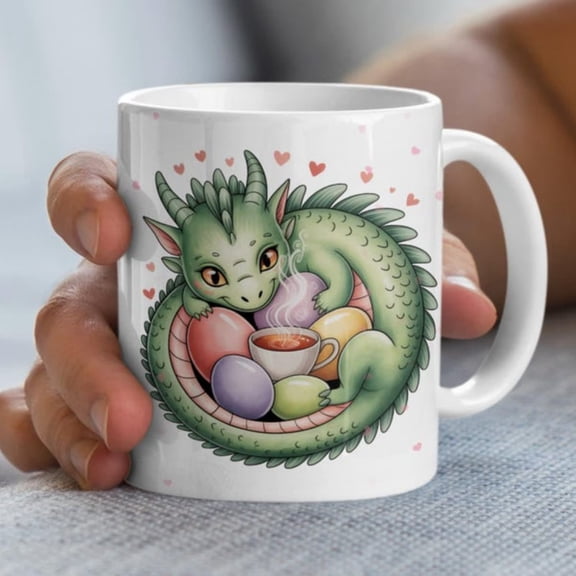 Cute Dragon Mug, sy Dragon, Coffee Mug, Dragon Lover Gift, Tea Cup, Magil Creature, Cozy Dragon Art, Whimsil Mug, Dragon.