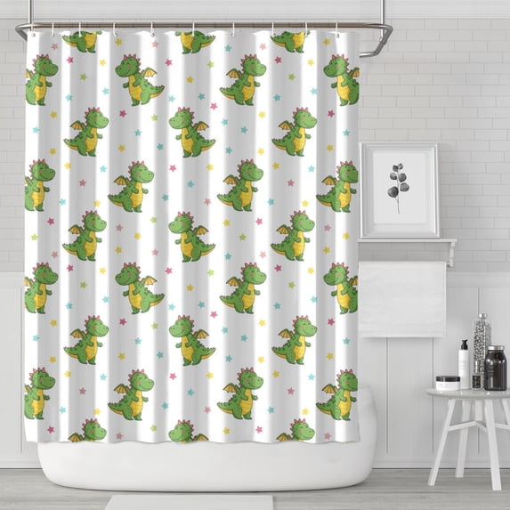Cute Dragon Pattern with Stars Shower Curtain 72"x84" ,Bathroom Decorative Shower Curtains Set with 12 Hooks,Modern Waterproof Washable Shower Curtain