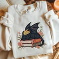 thumbnail image 1 of Cute Dragon Reading Embroidered Sweatshirt | Fantasy Book Lover Cozy Cottagecore Pullover, 1 of 5