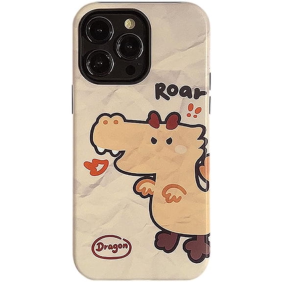 Cute Dragon Roar Fire Hard  for iPhone Case (White,iPhone 15)