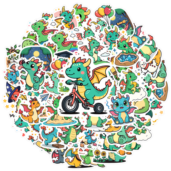 Cute Dragon Sticker Pack Animal Kids Stickers Toy Graffiti PVC Stickers for Suitcase Phone Notebook