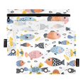 thumbnail image 1 of Cute Drawing Fishes 2 Pack Pencil Pouch for 3 Ring Binder Smooth Zipper Folders with Pockets Clear Window Pencil Case, 1 of 6