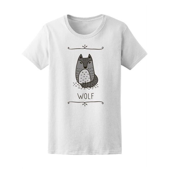 Cute Drawing Of A Wolf T-Shirt Women -Image by Shutterstock, Female XX-Large
