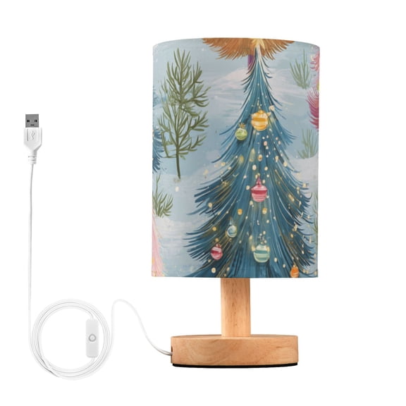 Cute Dreamy Christmas Tree Snowy Day Table Lamp with USB Port LED Warm Light Lamp Night Light Home Decor