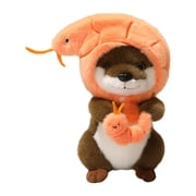 Cute Dress-up Otter Plush Doll with Detachable Ocean Animal Hood Stuffed Animal Companion for Junior All Ages Birthday Gift and Creative Play