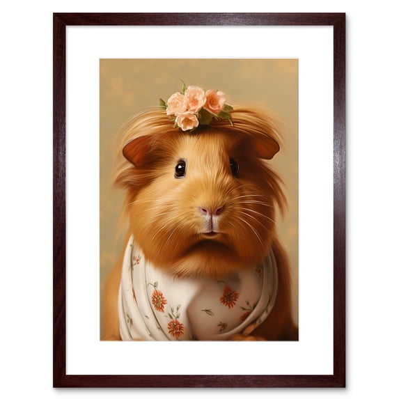 Cute Dressed Up Guinea Pig Girls Bedroom Artwork Framed Wall Art Print 9X7 Inch