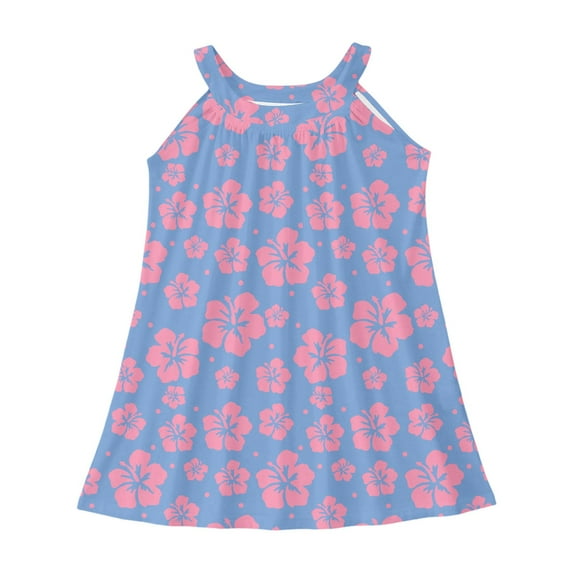 Cute Dresses Girls Kids Beach Swim Cover Up Summer Sleeveless Tank Dresses Comfort Dress Girls Sky Blue