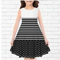 thumbnail image 1 of Cute Dresses for Girls Size 4-14 Sleeveless A-Line Sundresses Teens Kids Trendy Stripe Polka Dot Printed Crewneck Pullover Midi Dress, 1 of 3