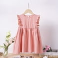 thumbnail image 1 of Cute Dresses for Toddlers Girls Ruffle Sleeveless 2-8 Years Kids Lightweight Solid Color Crew Neck A-Line Peplum Mini Dress, 1 of 8