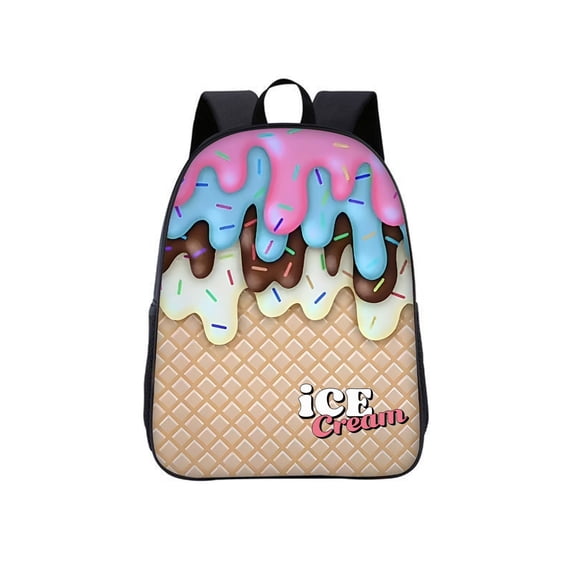 Cute Dripping Ice Cream Print Backpack for Ages 3rd 4th 5th 6th Padded Shoulder Strap Lightweight Waterproof Elementary Back To School Casual Book Bag