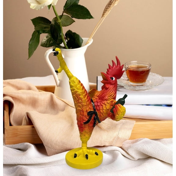 Cute Drunk and Drunken Rooster Figurines, Resin Statue Unique Animal Ornament for Home Office Desk Living Room Shelf Decor