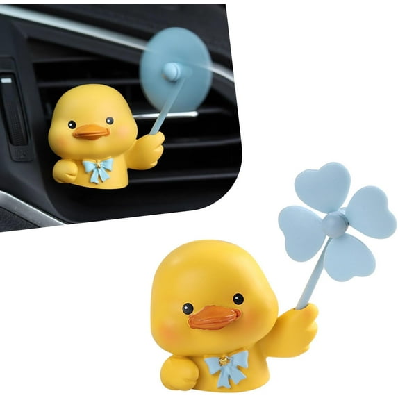 Cute Duck Car Air Fresheners Vent Clips, Auto Outlet Vent Fresheners with Rotating Windmill, Creative Fan Air Outlet Clip Decoration with 2 Scented Pad, Universal Dashboard Trim Clip for Cars
