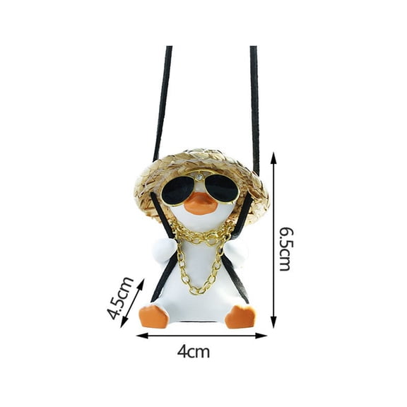 Cute Duck Car Interior Ornament, Swinging Duck Rearview Mirror Pendant, Novelty Gift for Drivers, Durable Resin Auto Decorative Accessory (3 In)