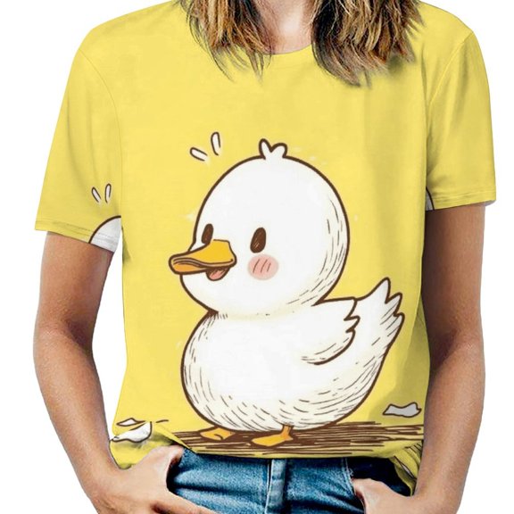 Cute Duck Cartoon Women's Short Sleeve Tops Casual Blouses T Shirt